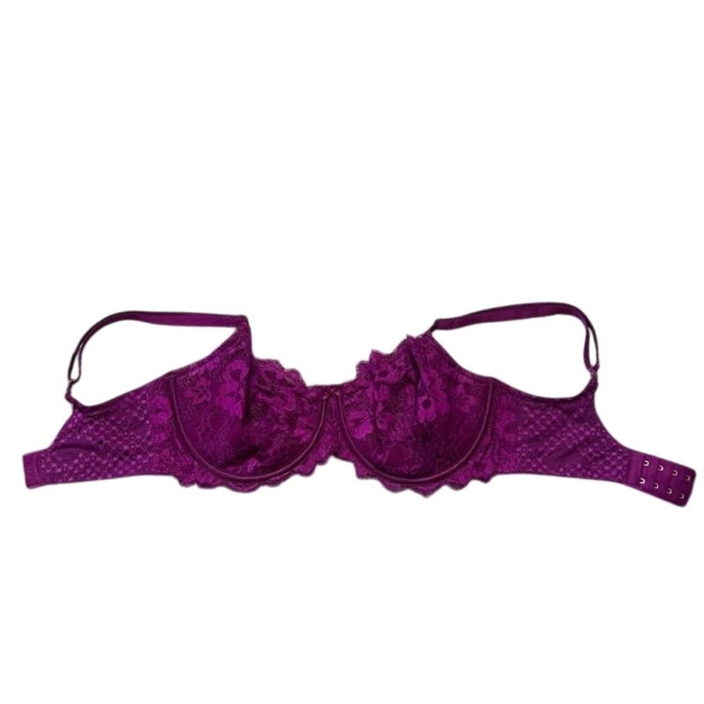 Victoria's Secret Dream Angels Lace Underwire Unlined Bra Lingerie Purple 32DDD